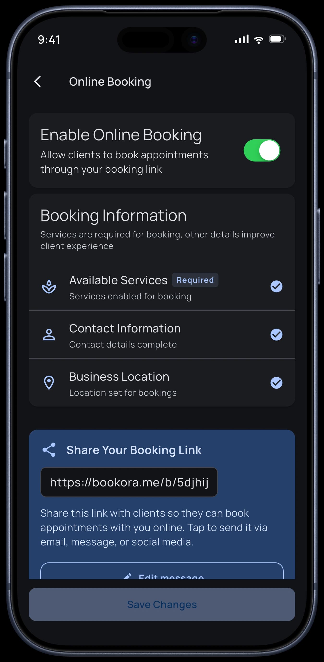 Booking Settings