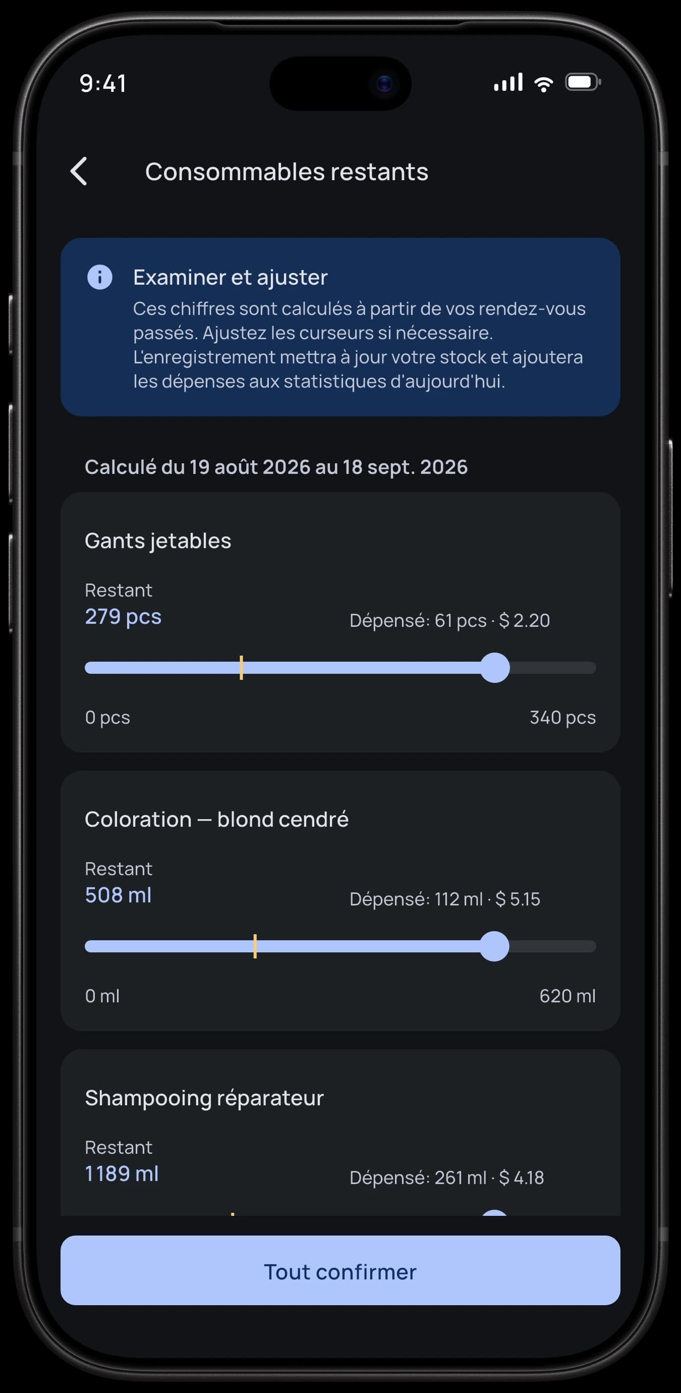 Des consommables qui se comptent seuls
