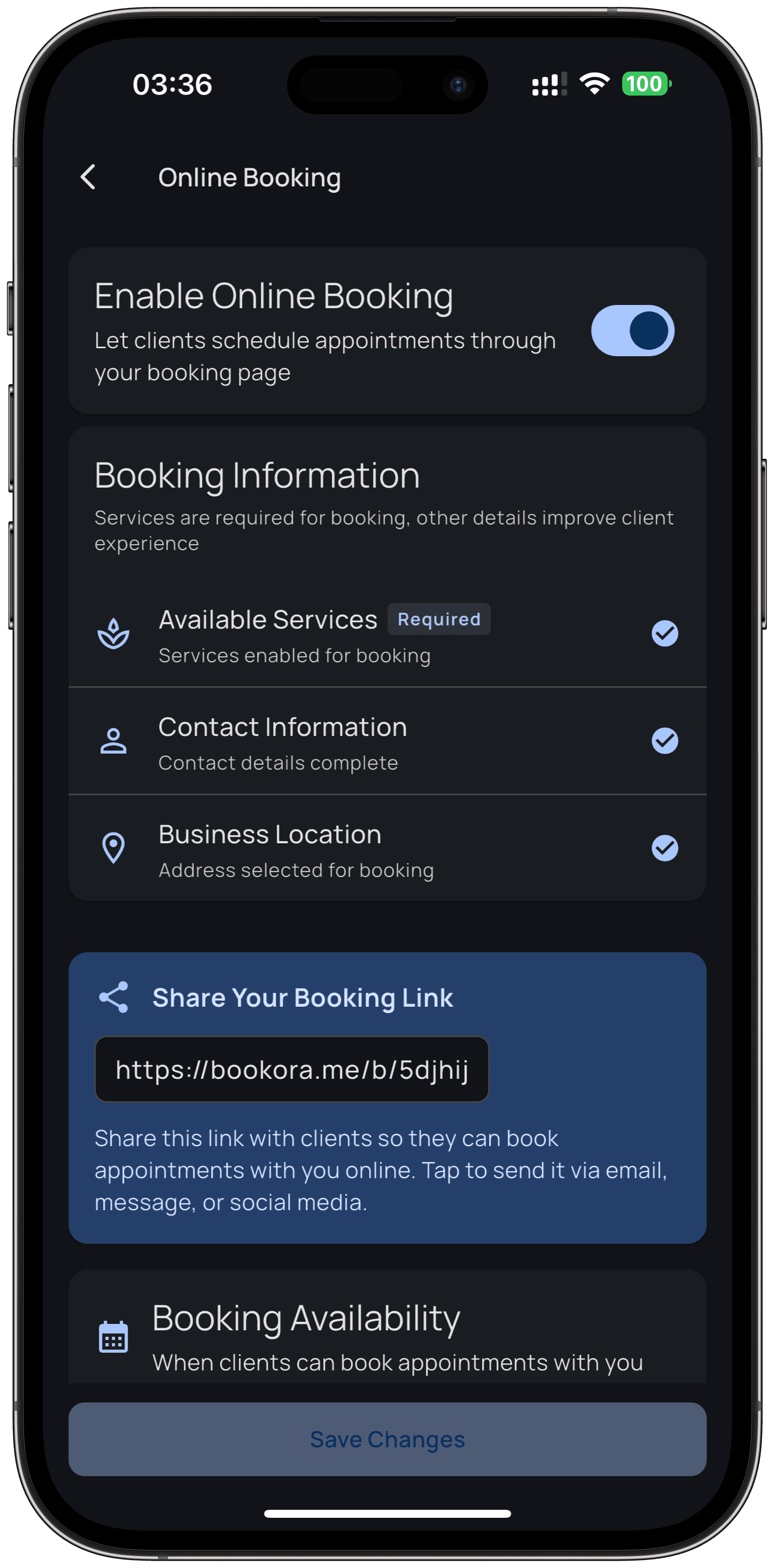 Booking Settings